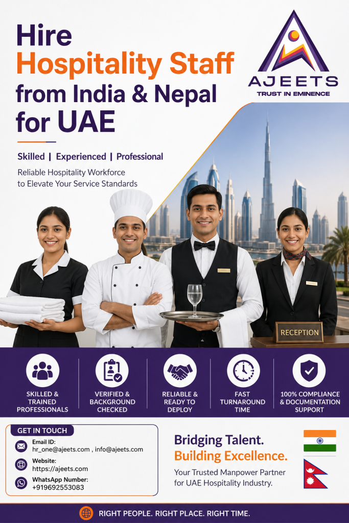 Hire Hospitality Staff from India & Nepal for UAE