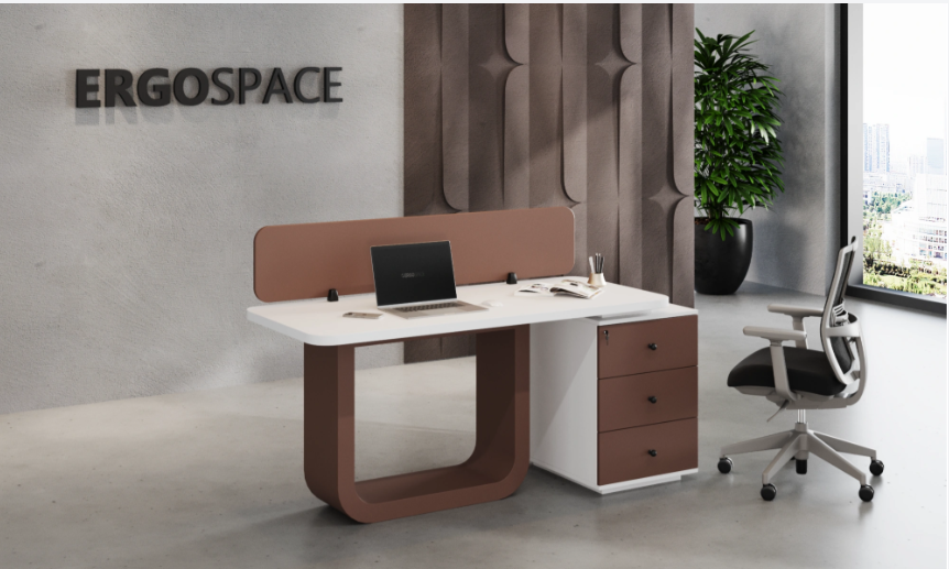 White Straight Single-Person Workstation with Acoustic Partition