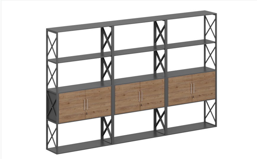 Large Display Shelf with Six-Door Bottom Cabinet – Office Storage UAE