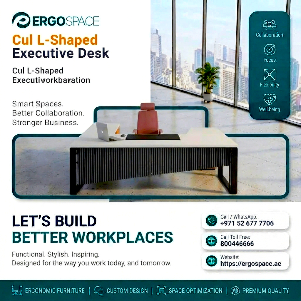 Cul L-Shaped Executive Desk – Premium Office Desk in UAE