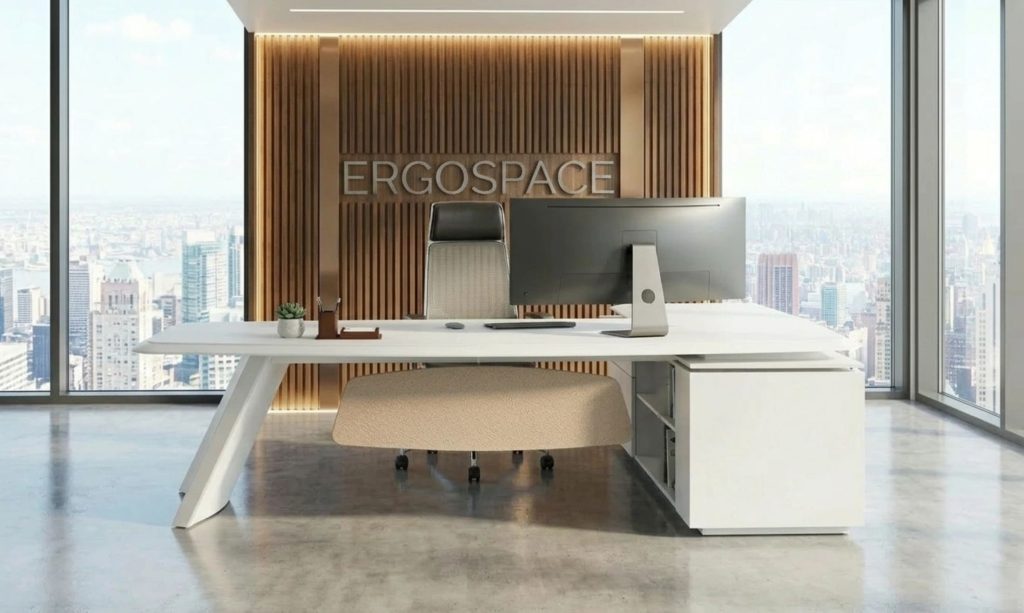 Buy Modern Cue L-Shaped Executive Desk | Custom Made UAE | Ergospace