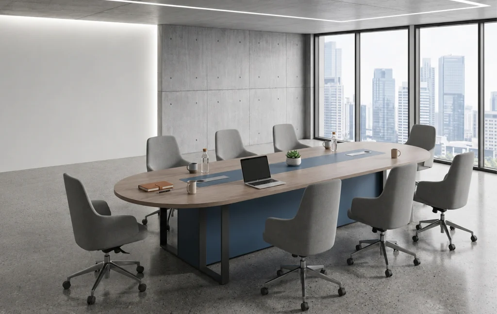 Trending Color Half-Round Edge Conference Table | 6–10 Person